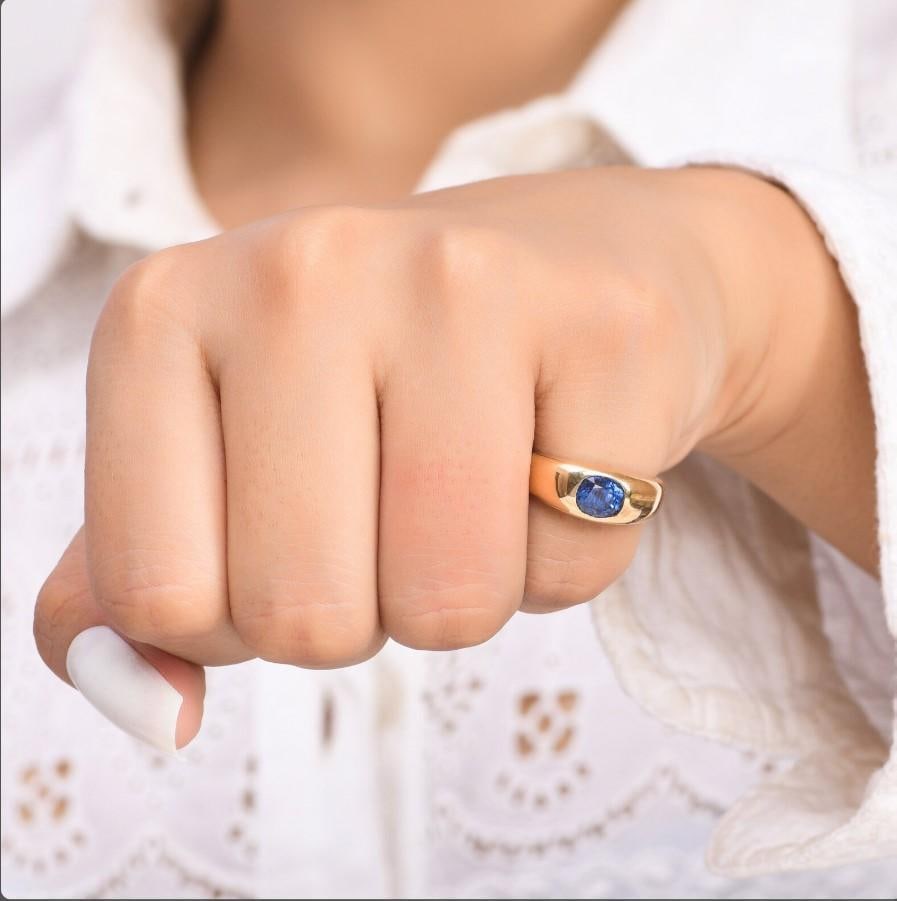 Natural 1.55cts blue sapphire ring in 18k gold - 13