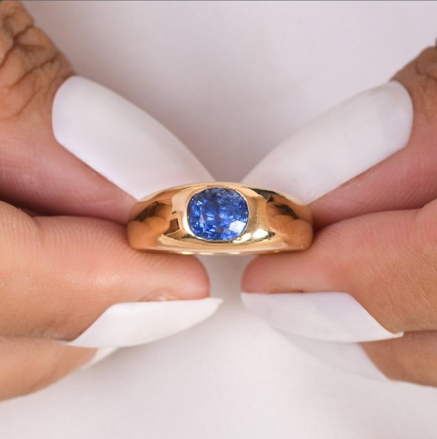 Natural 1.55cts blue sapphire ring in 18k gold - 14