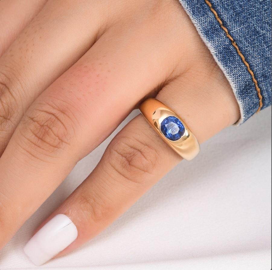 Natural 1.55cts blue sapphire ring in 18k gold - 17