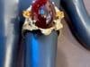 10.5 Carat Oval Garnet Cabochon 14 Karat Yellow Gold Cocktail Ring Vintage - 16