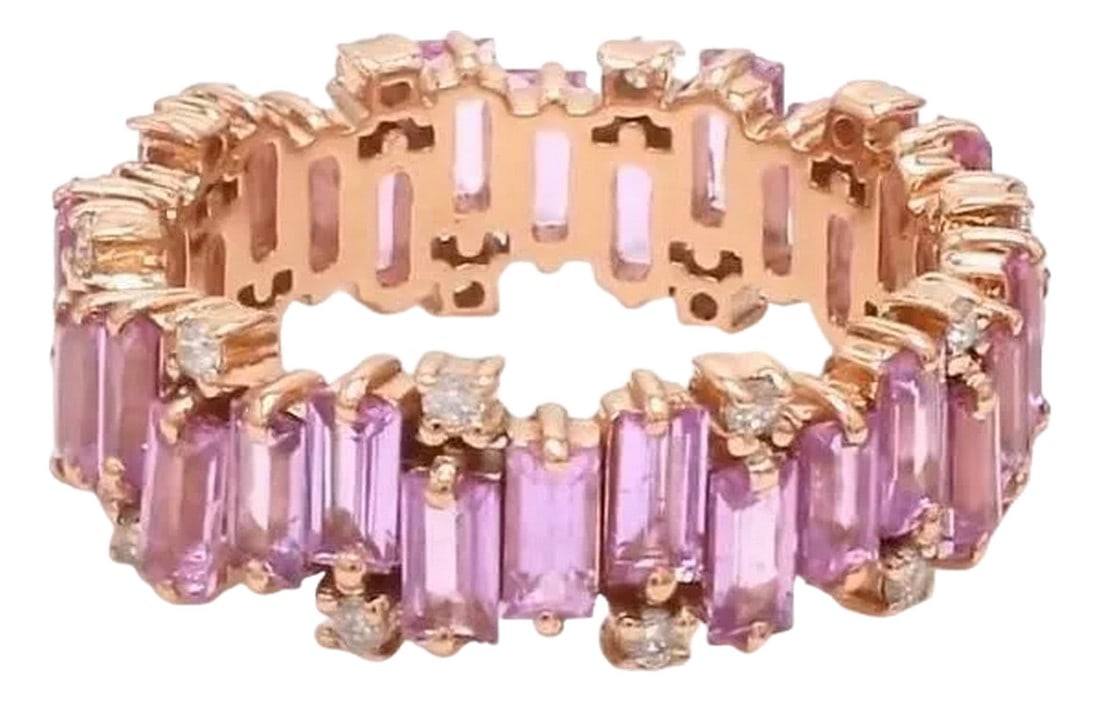 Natural pink sapphire diamond ring in 18k gold (1 of 17)