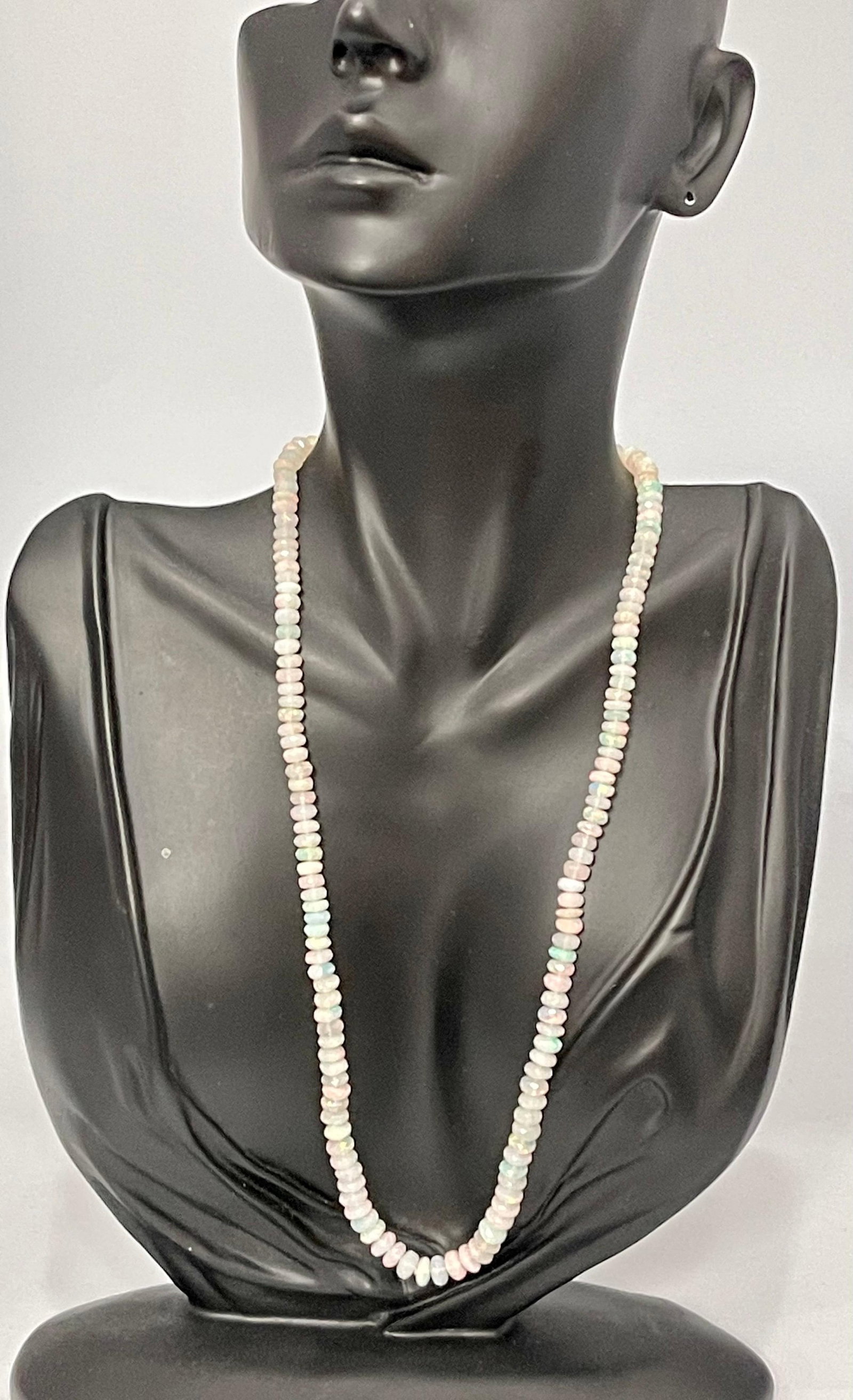 Natural Opal Faceted Bead Single Strand Necklace on Sale 14 K Gold Lobster Clasp - 13