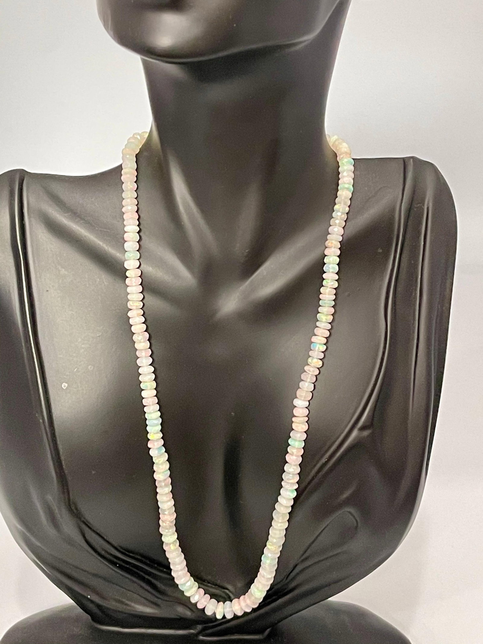 Natural Opal Faceted Bead Single Strand Necklace on Sale 14 K Gold Lobster Clasp - 14