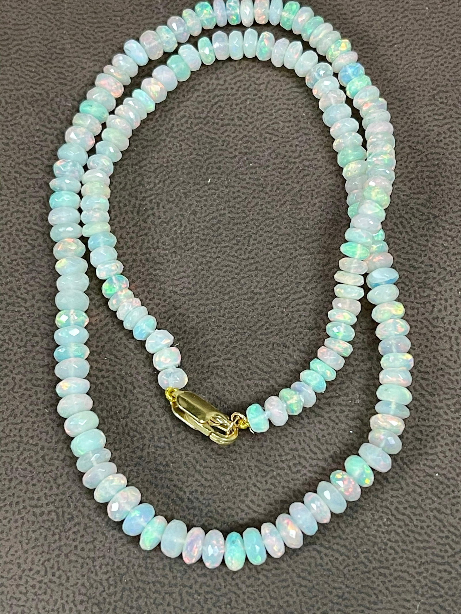 Natural Opal Faceted Bead Single Strand Necklace on Sale 14 K Gold Lobster Clasp - 16