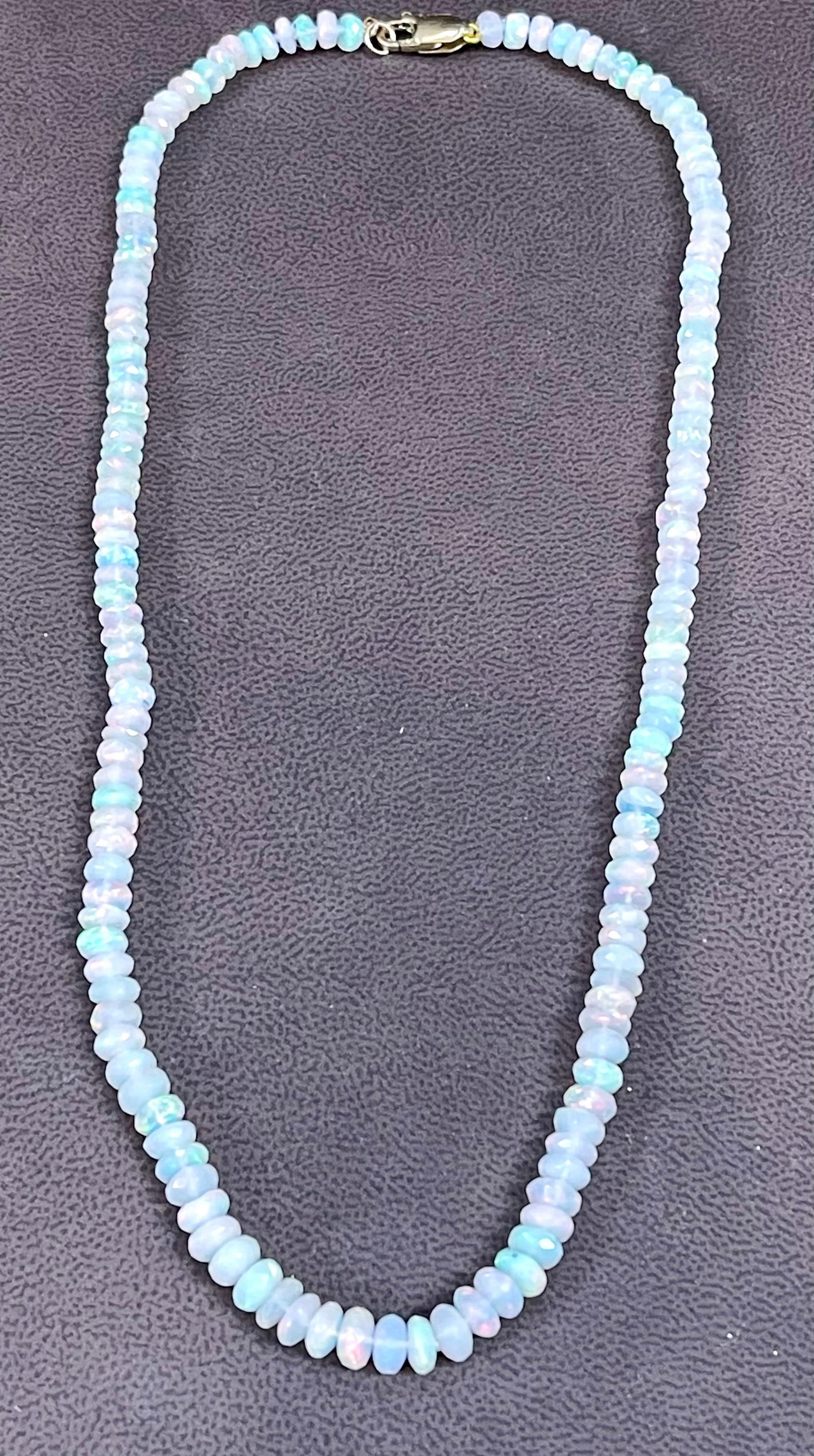 Natural Opal Faceted Bead Single Strand Necklace on Sale 14 K Gold Lobster Clasp - 17