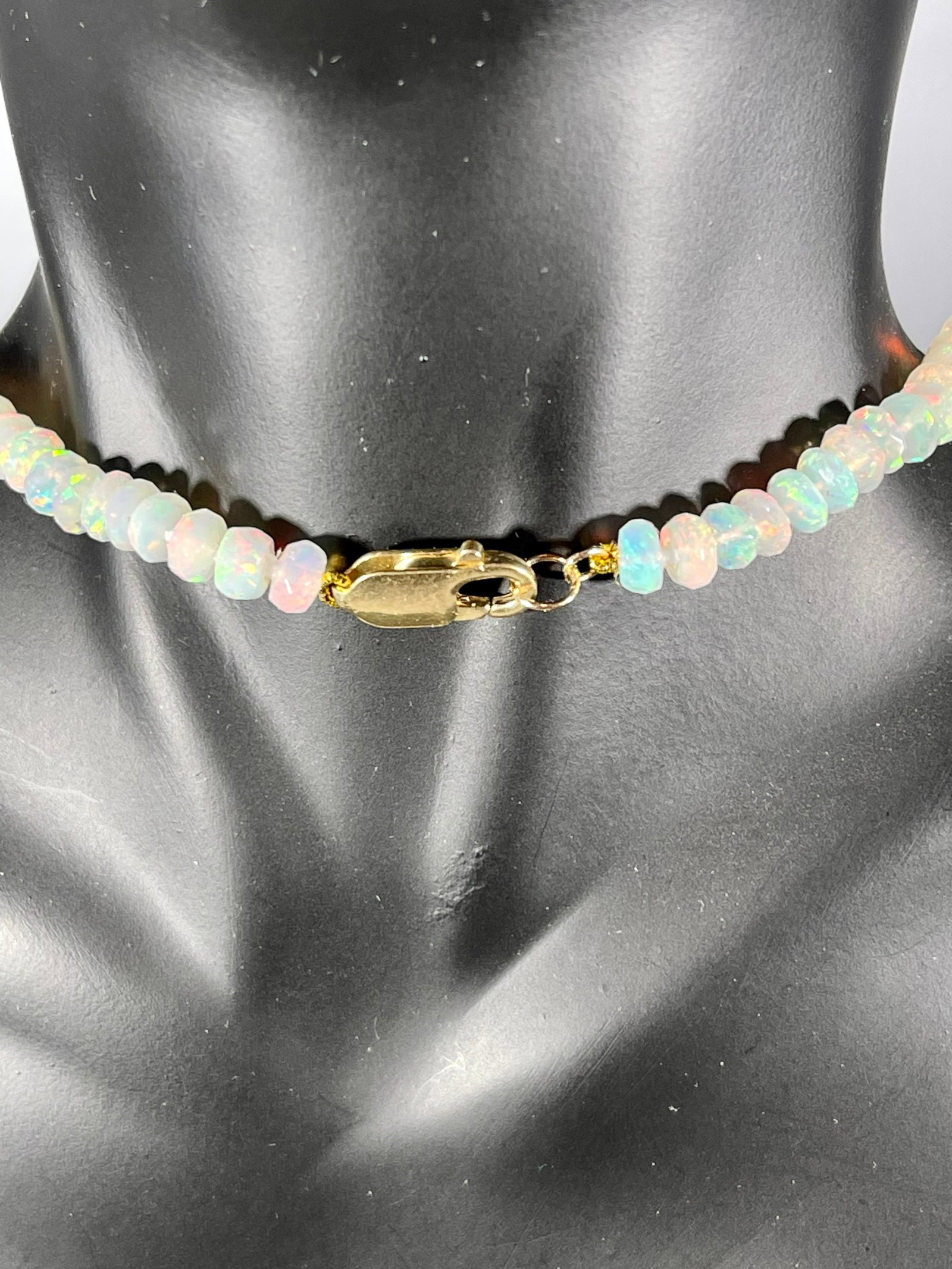 Natural Opal Faceted Bead Single Strand Necklace on Sale 14 K Gold Lobster Clasp - 6