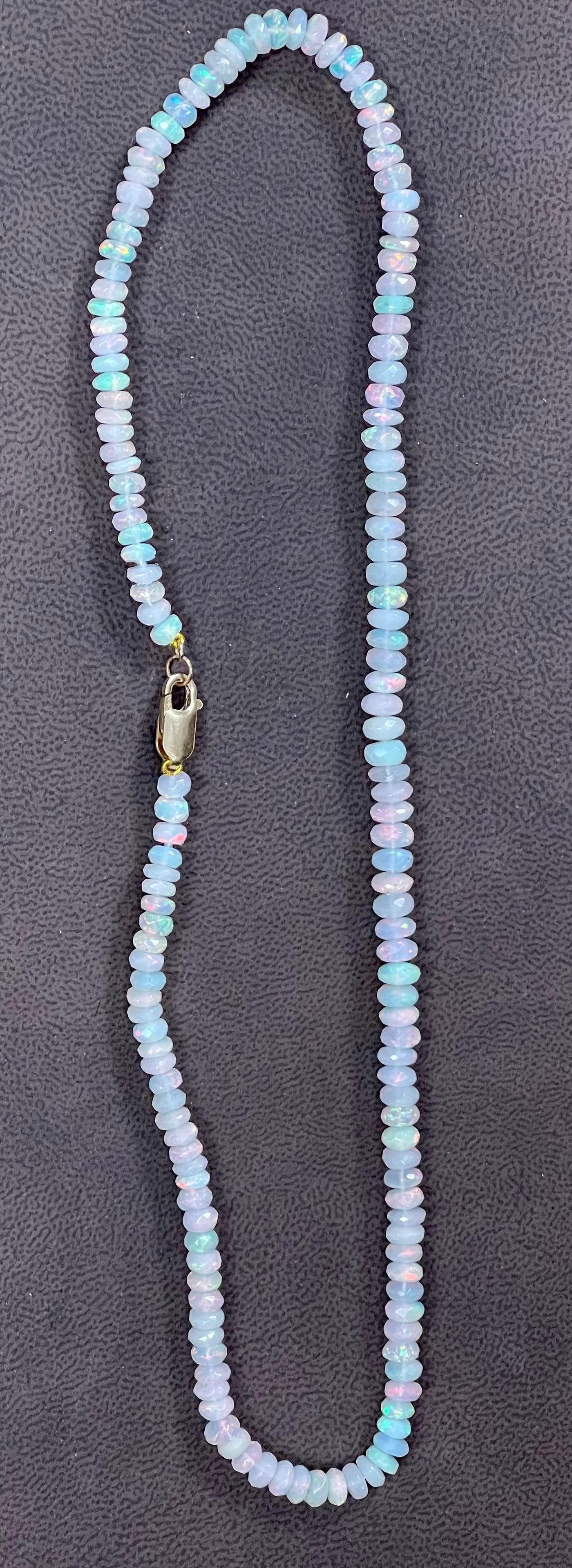 Natural Opal Faceted Bead Single Strand Necklace on Sale 14 K Gold Lobster Clasp - 7