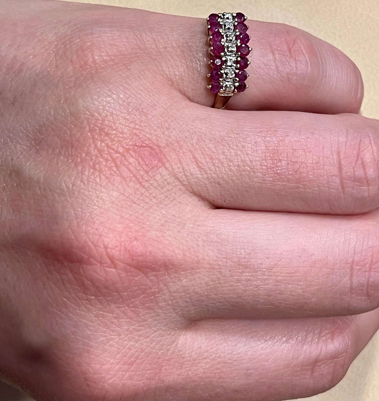 0.40 Carat Natural Ruby and Diamond 14 Karat Yellow Gold Ring - 10