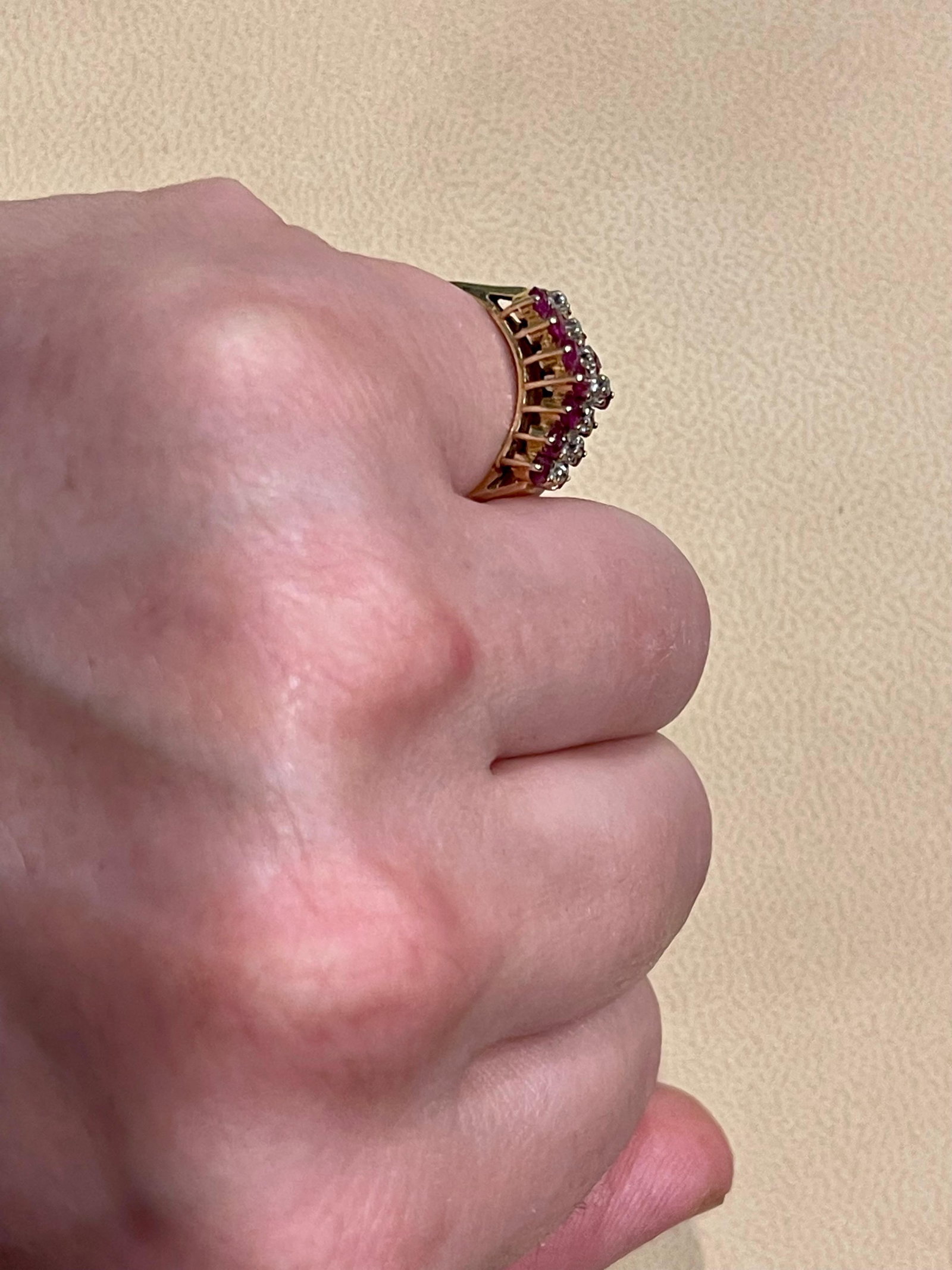 0.40 Carat Natural Ruby and Diamond 14 Karat Yellow Gold Ring - 12