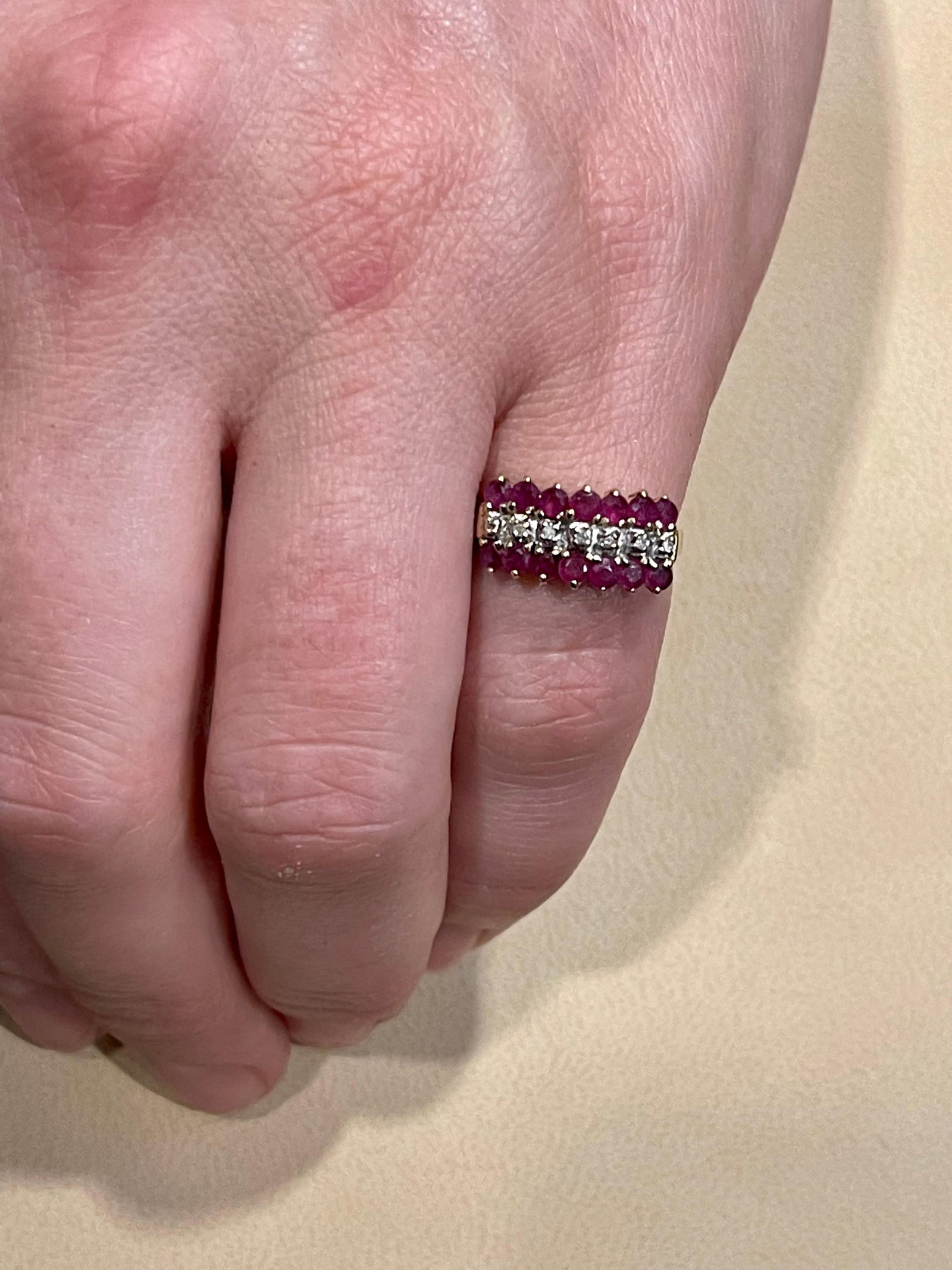 0.40 Carat Natural Ruby and Diamond 14 Karat Yellow Gold Ring - 14
