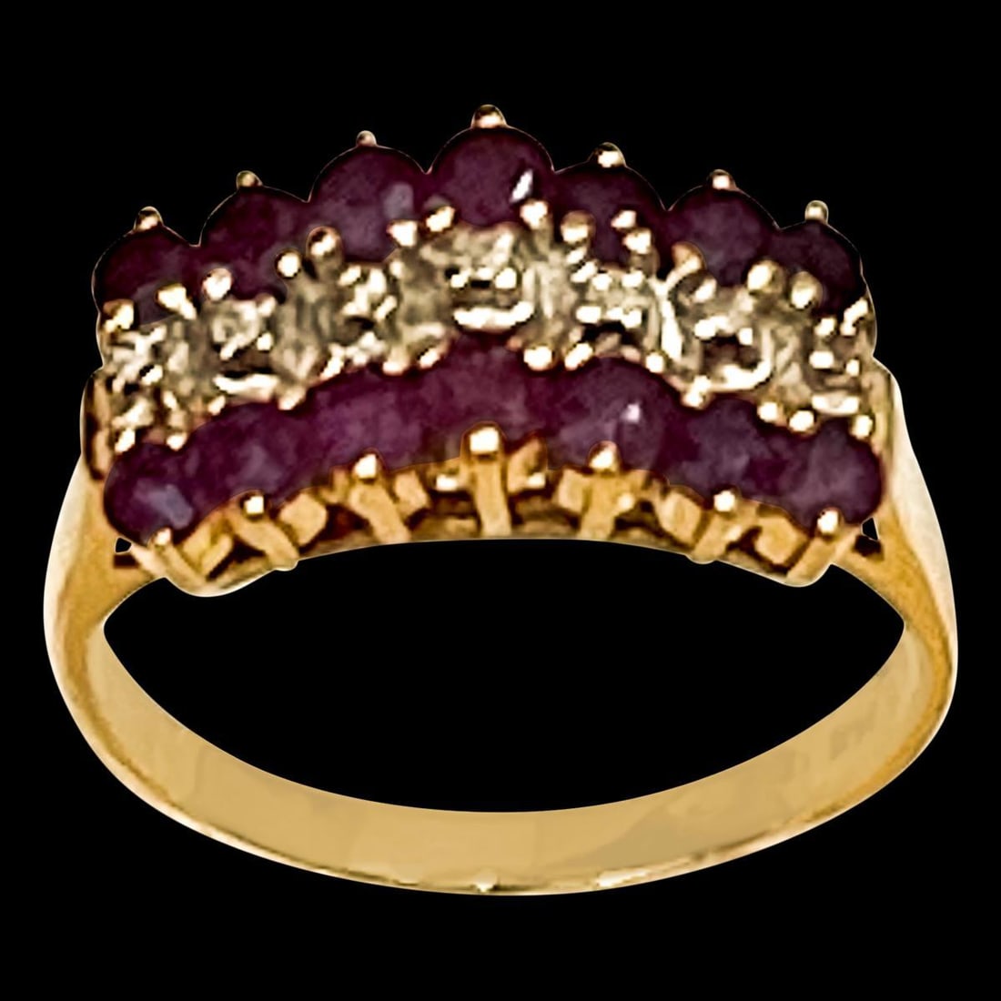 0.40 Carat Natural Ruby and Diamond 14 Karat Yellow Gold Ring - 17