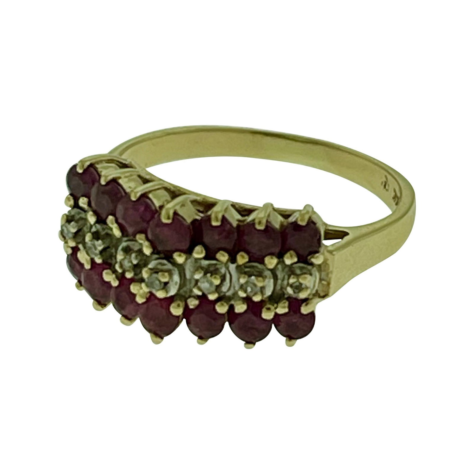 0.40 Carat Natural Ruby and Diamond 14 Karat Yellow Gold Ring - 3