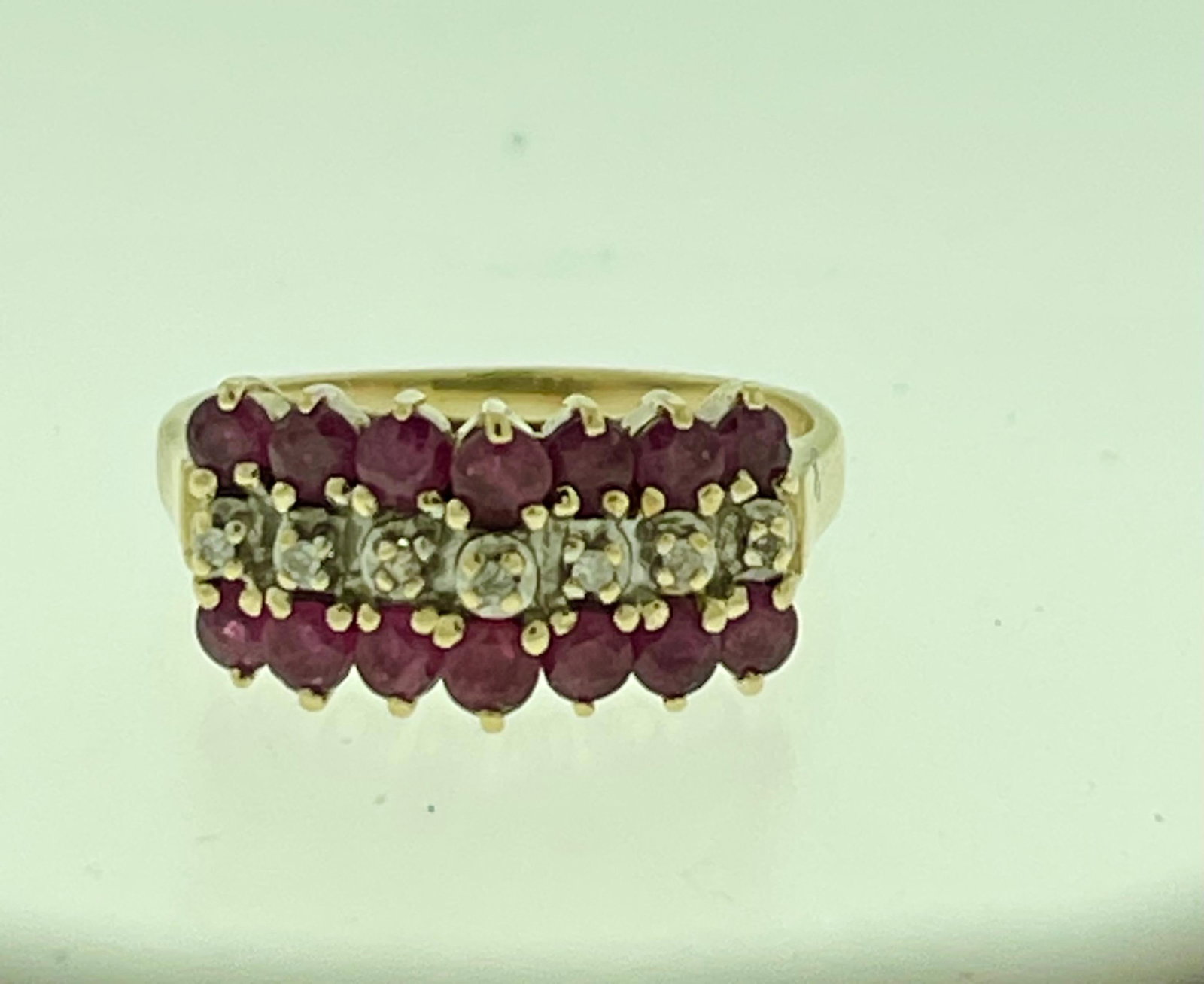 0.40 Carat Natural Ruby and Diamond 14 Karat Yellow Gold Ring - 5