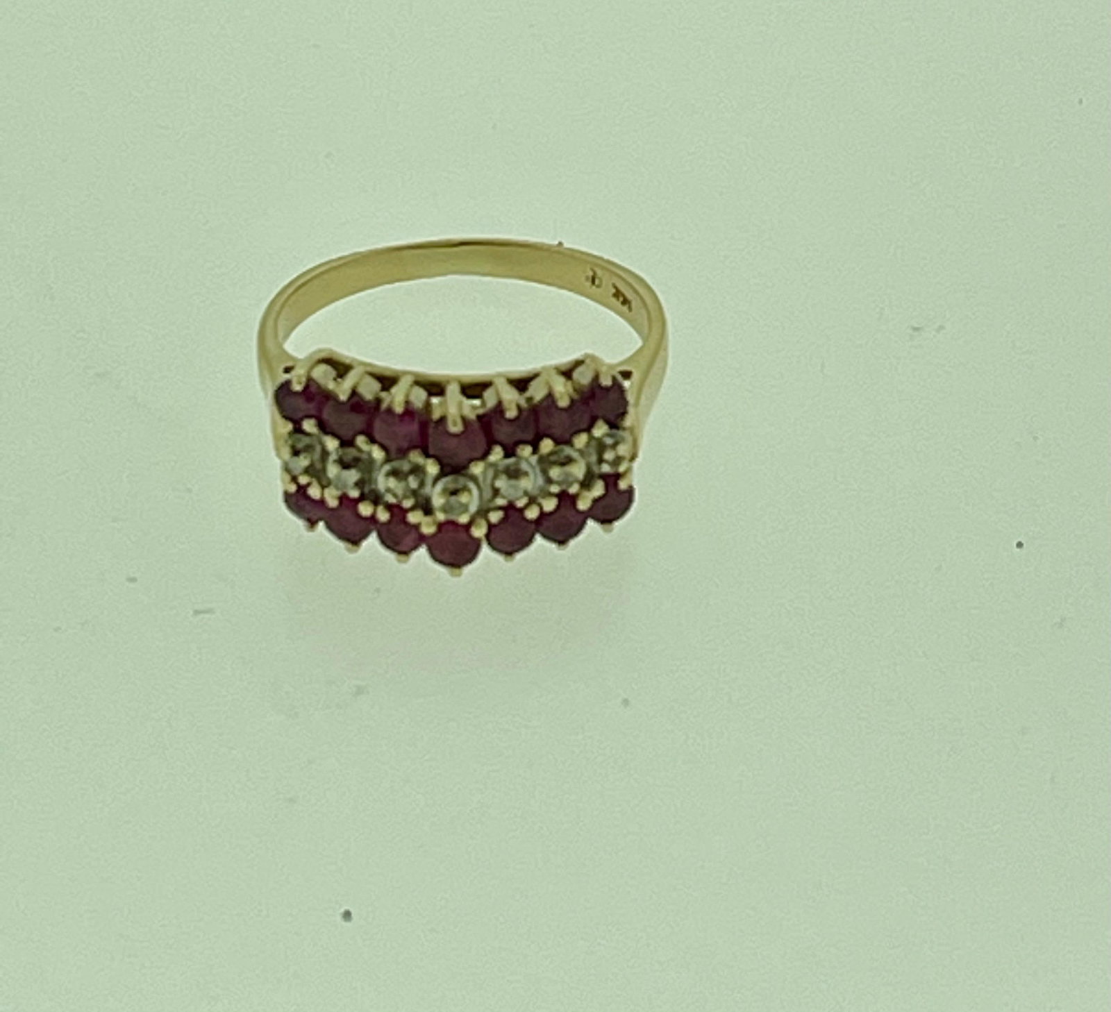 0.40 Carat Natural Ruby and Diamond 14 Karat Yellow Gold Ring - 7