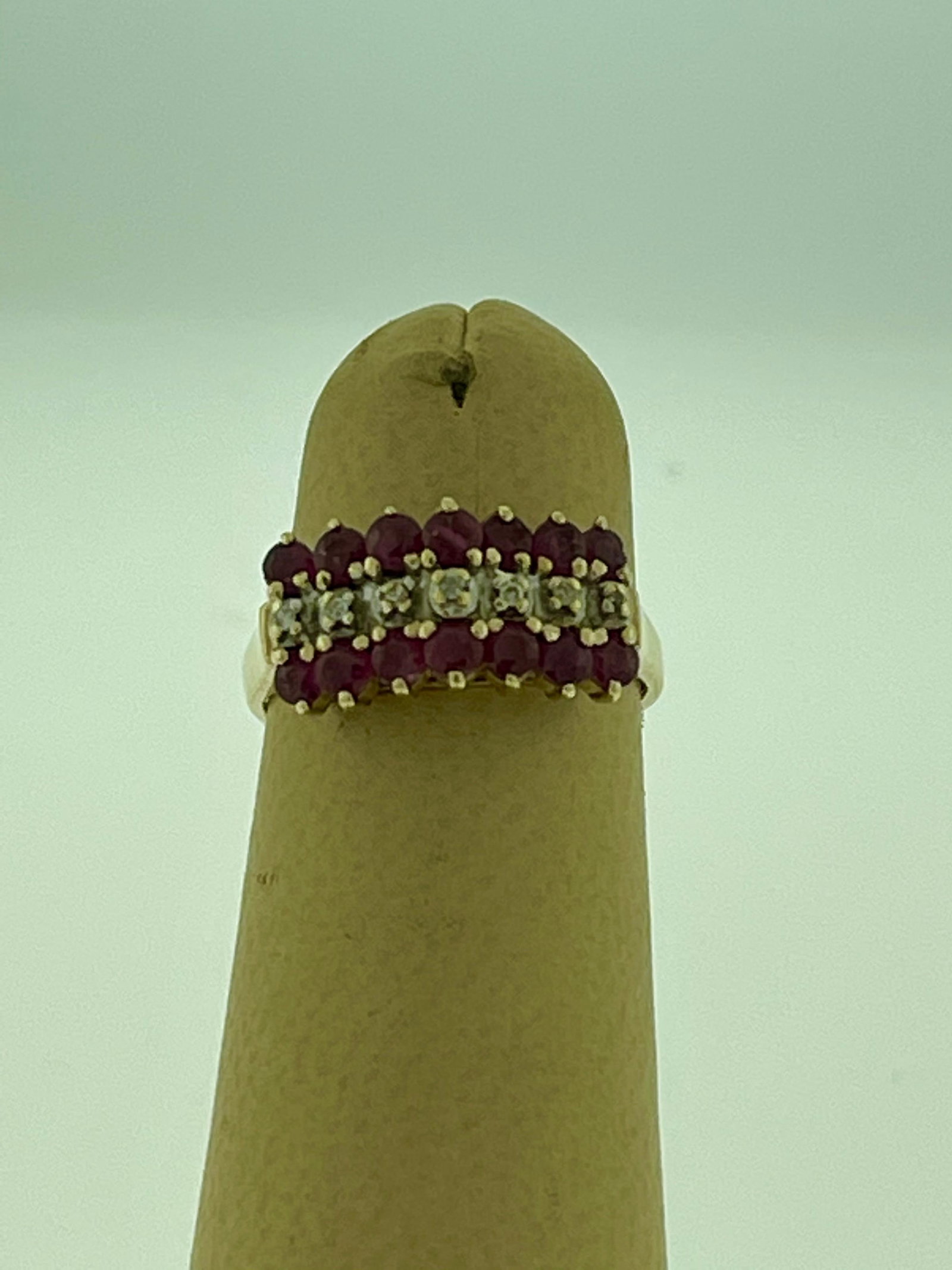 0.40 Carat Natural Ruby and Diamond 14 Karat Yellow Gold Ring - 8