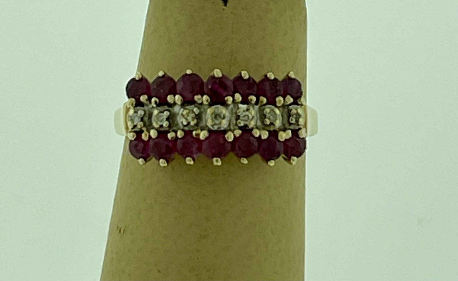 0.40 Carat Natural Ruby and Diamond 14 Karat Yellow Gold Ring - 9
