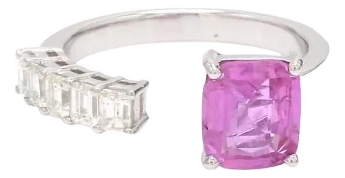 Natural 1.87 cts pink sapphire & 0.55 cts diamond ring in 18k gold (1 of 17)