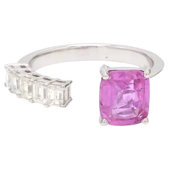 Natural 1.87 cts pink sapphire & 0.55 cts diamond ring in 18k gold - 5