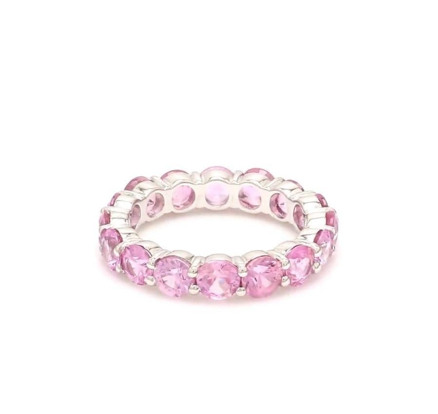 Natural 4.12 cts pink sapphire ring in 14k gold - 8