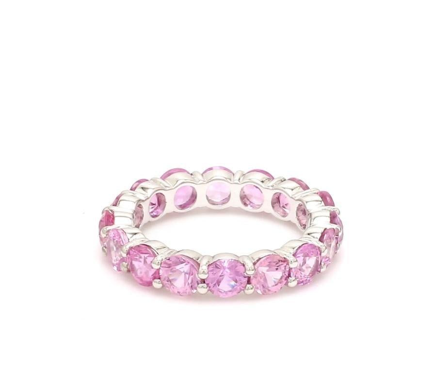 Natural 4.12 cts pink sapphire ring in 14k gold - 9