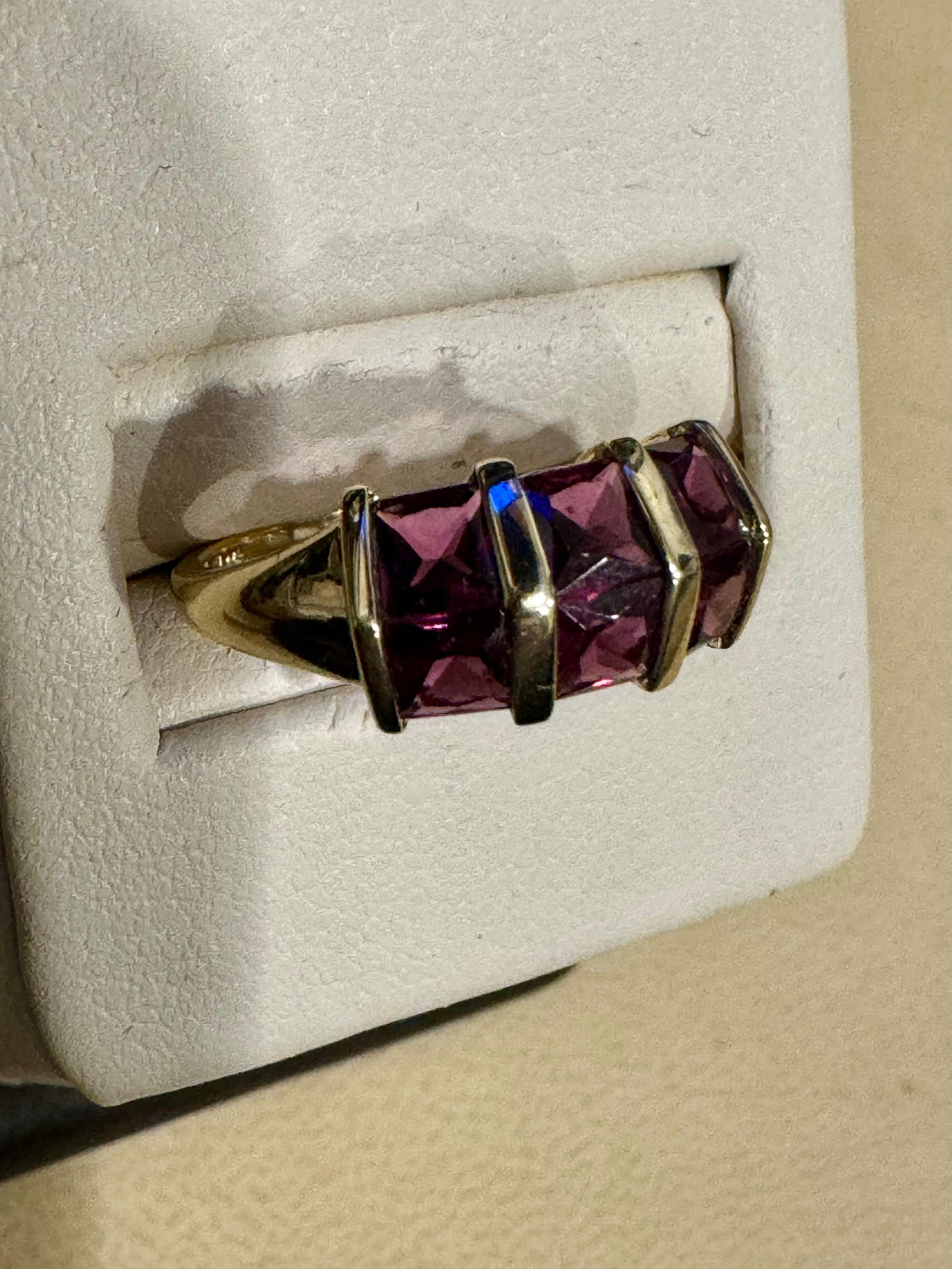 Affordable 6 Square Garnet Ring 14 Karat Yellow Gold Size 6.75 - 13