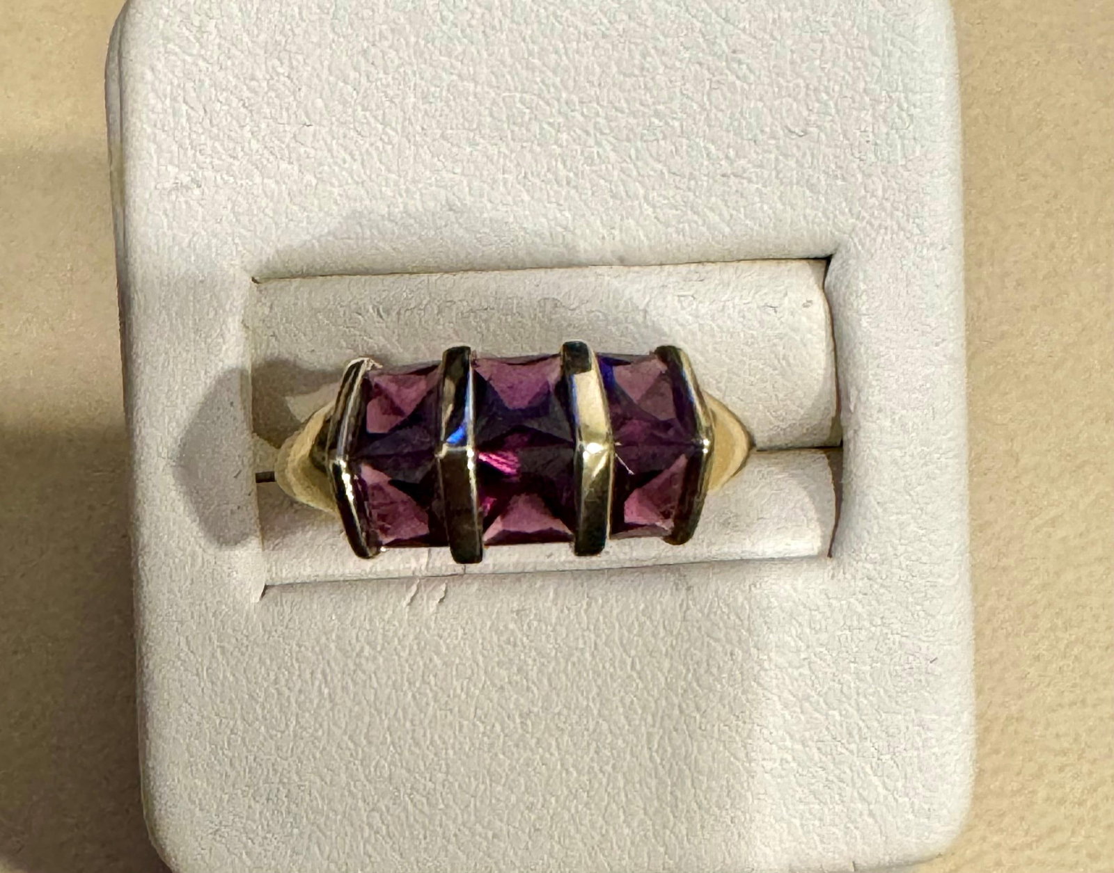 Affordable 6 Square Garnet Ring 14 Karat Yellow Gold Size 6.75 - 14
