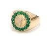 Natural 0.89 cts zambian emerald & 0.06 cts diamond T letter ring in 14k gold - 7