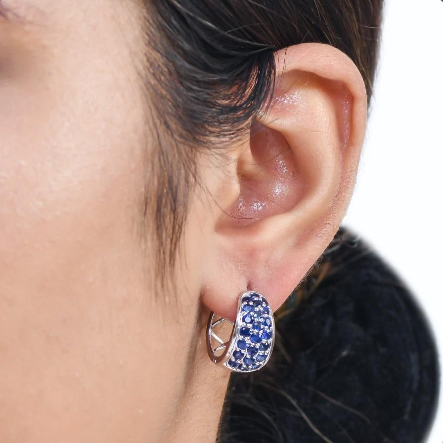 Natural 2.08 cts blue sapphire earrings in 14k gold - 11