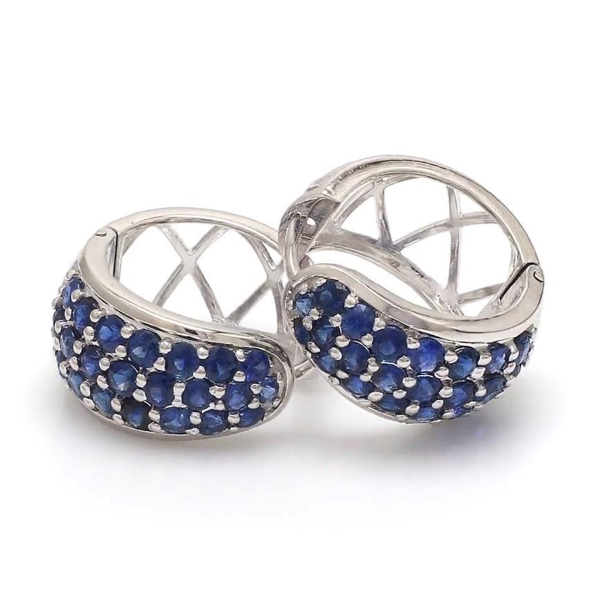 Natural 2.08 cts blue sapphire earrings in 14k gold - 13