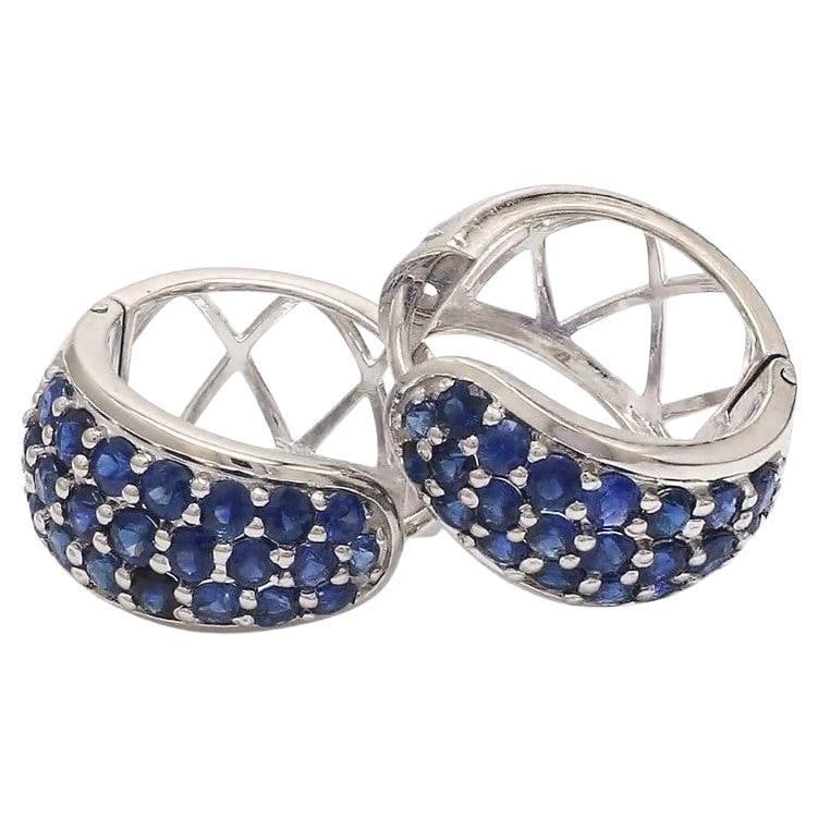 Natural 2.08 cts blue sapphire earrings in 14k gold - 15
