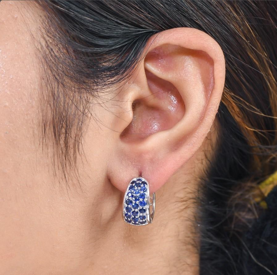 Natural 2.08 cts blue sapphire earrings in 14k gold - 8