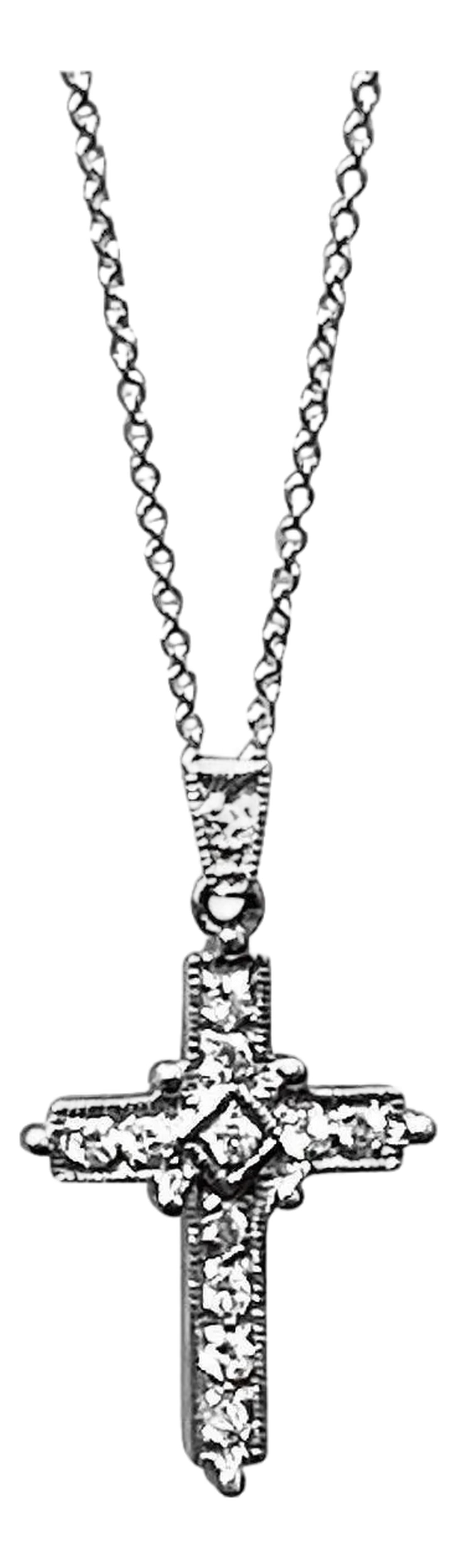 White Diamond Cross Pendant with White Gold Necklace 18 Karat White Gold: This spectacular Pendant Necklace consisting of White diamonds , all in round shape . Total Carat weight of the diamond is approximately 0.5 ct very clean Stone no inclusion , full of luster and