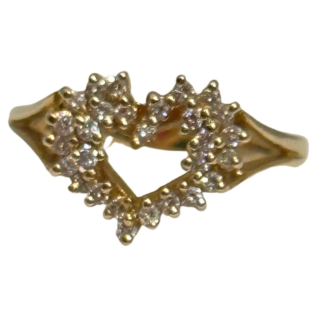 Heart Shape Gold & Diamond Cocktail 14 Karat Gold Ring - 17