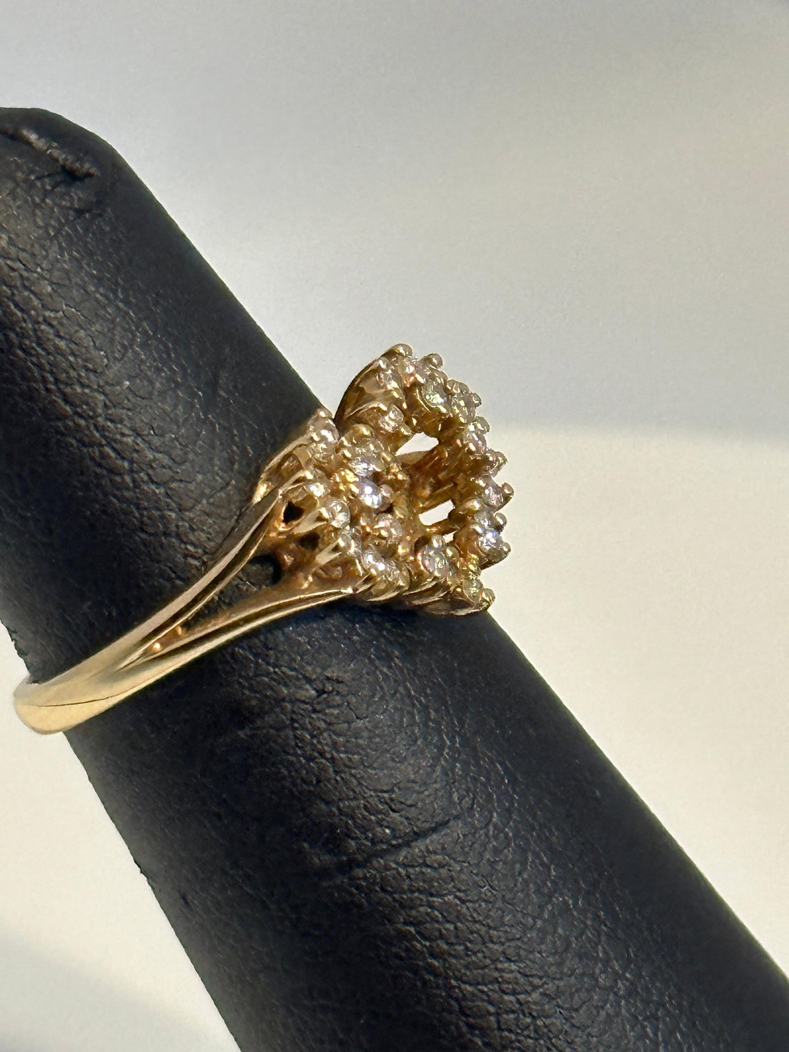 Heart Shape Gold & Diamond Cocktail 14 Karat Gold Ring - 4