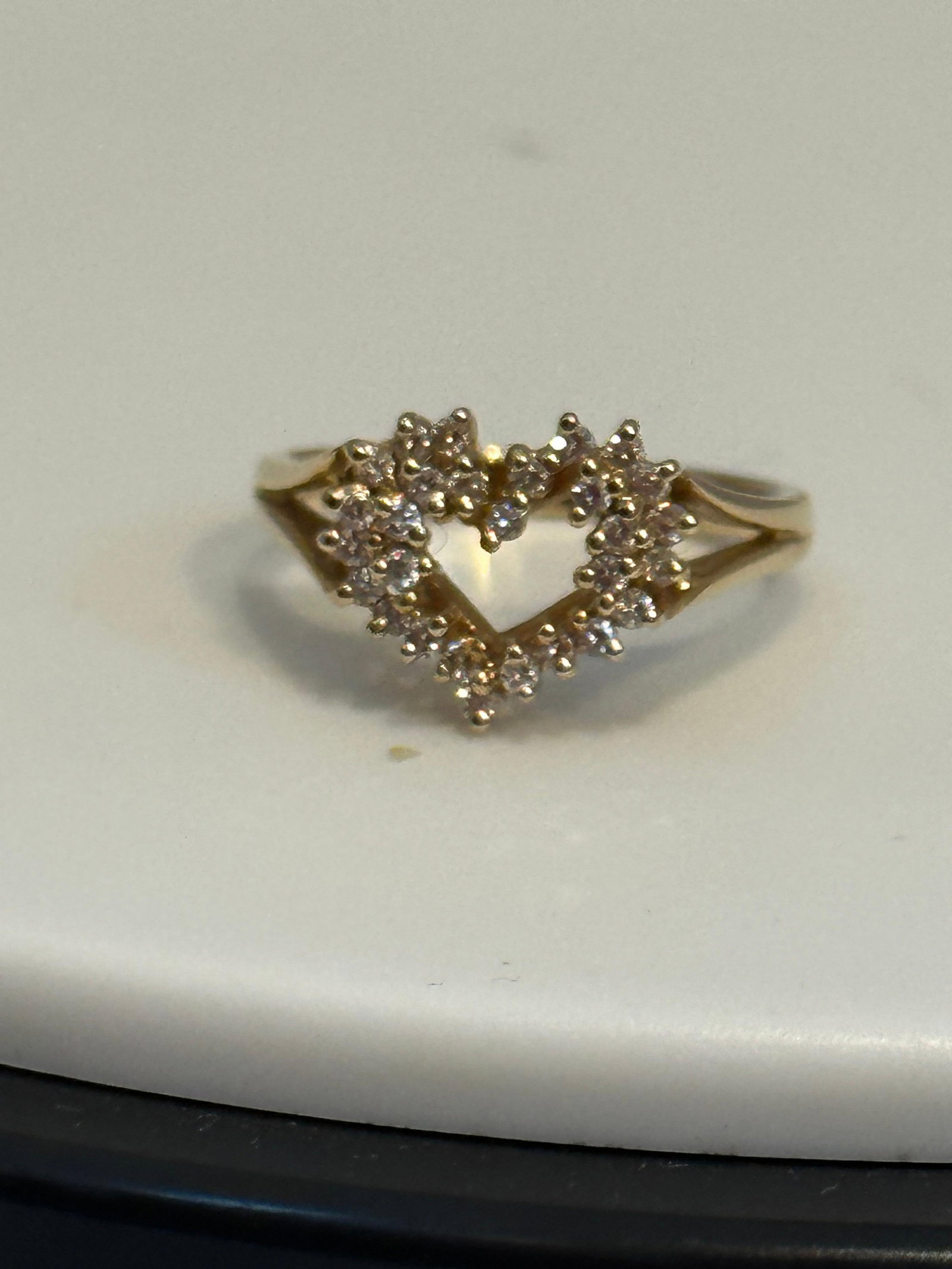 Heart Shape Gold & Diamond Cocktail 14 Karat Gold Ring - 7