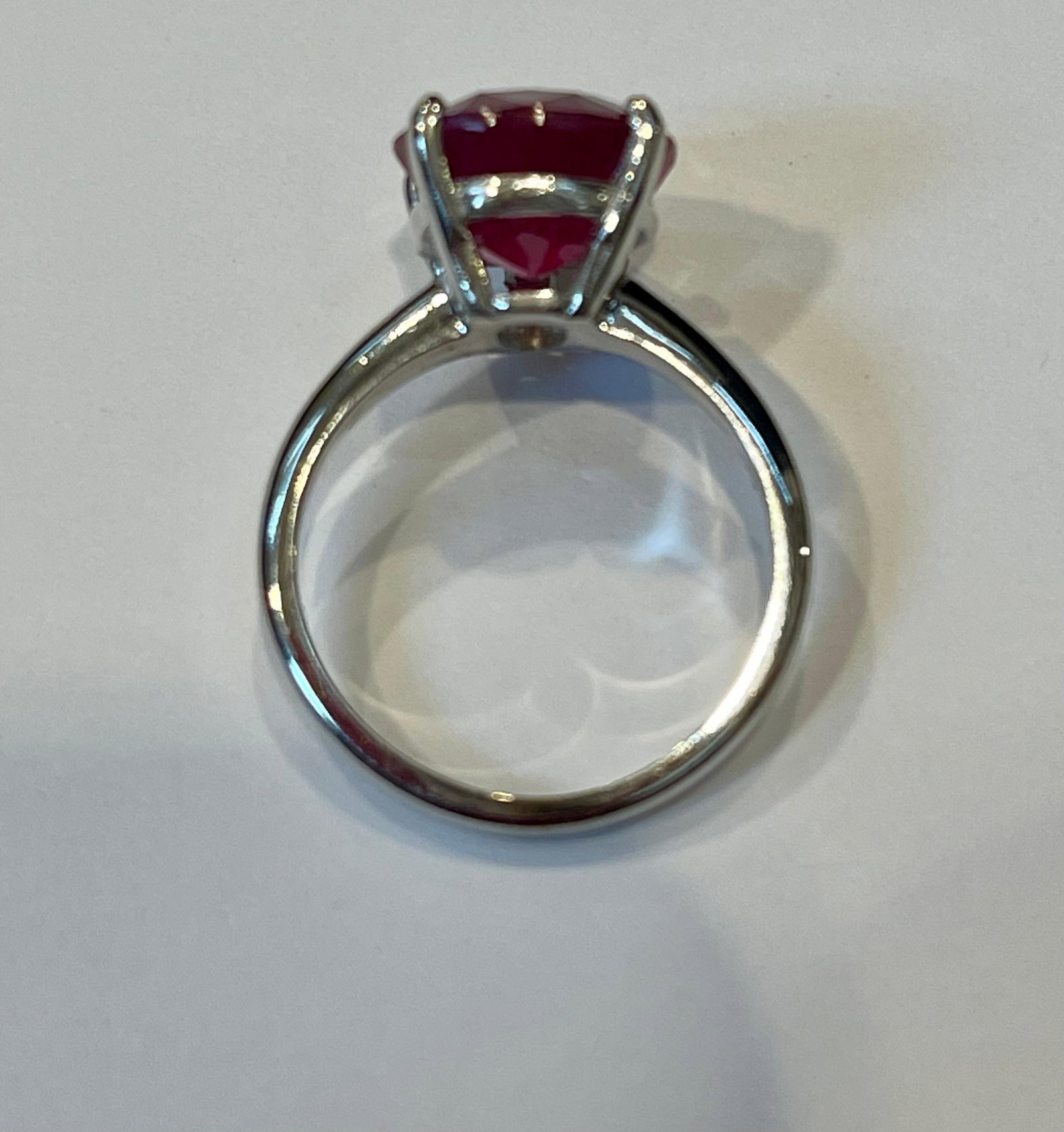Pear Shape 4.5 Carat Treated Ruby 14 Karat White Gold Ring - 14
