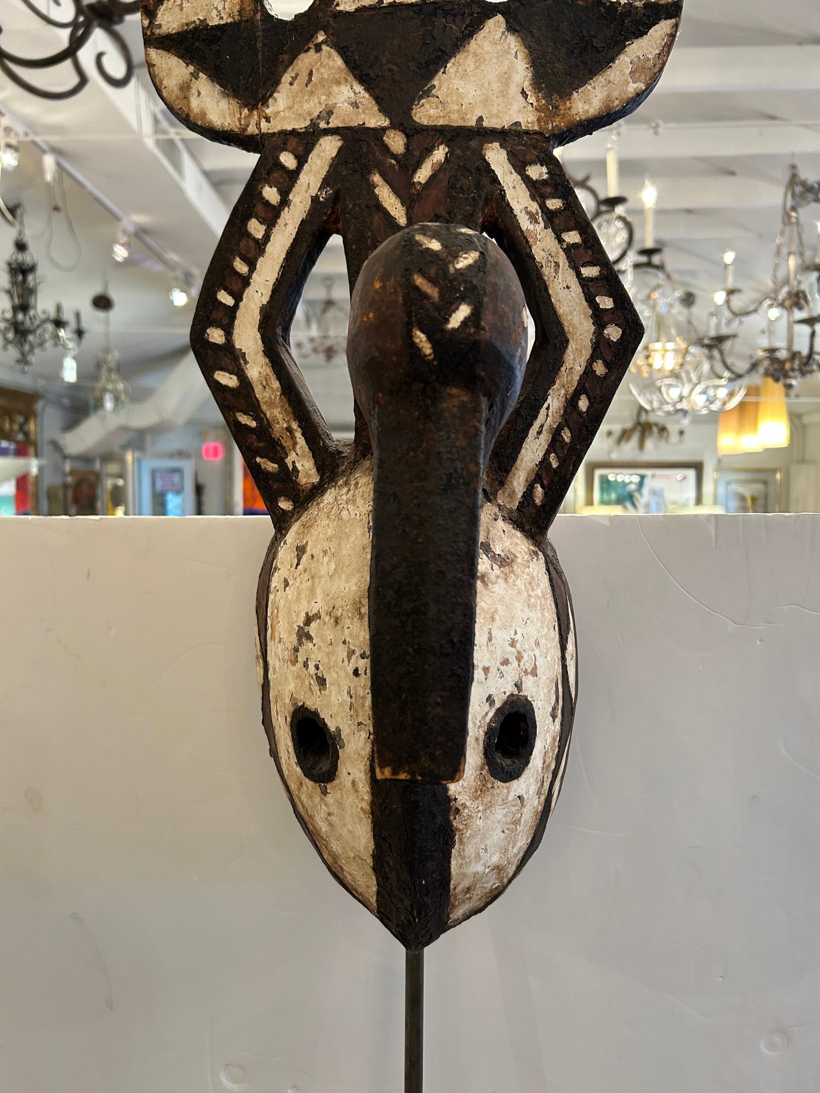 Collection of African Carved Wood Masks on Tall Custom Iron Stands - 14