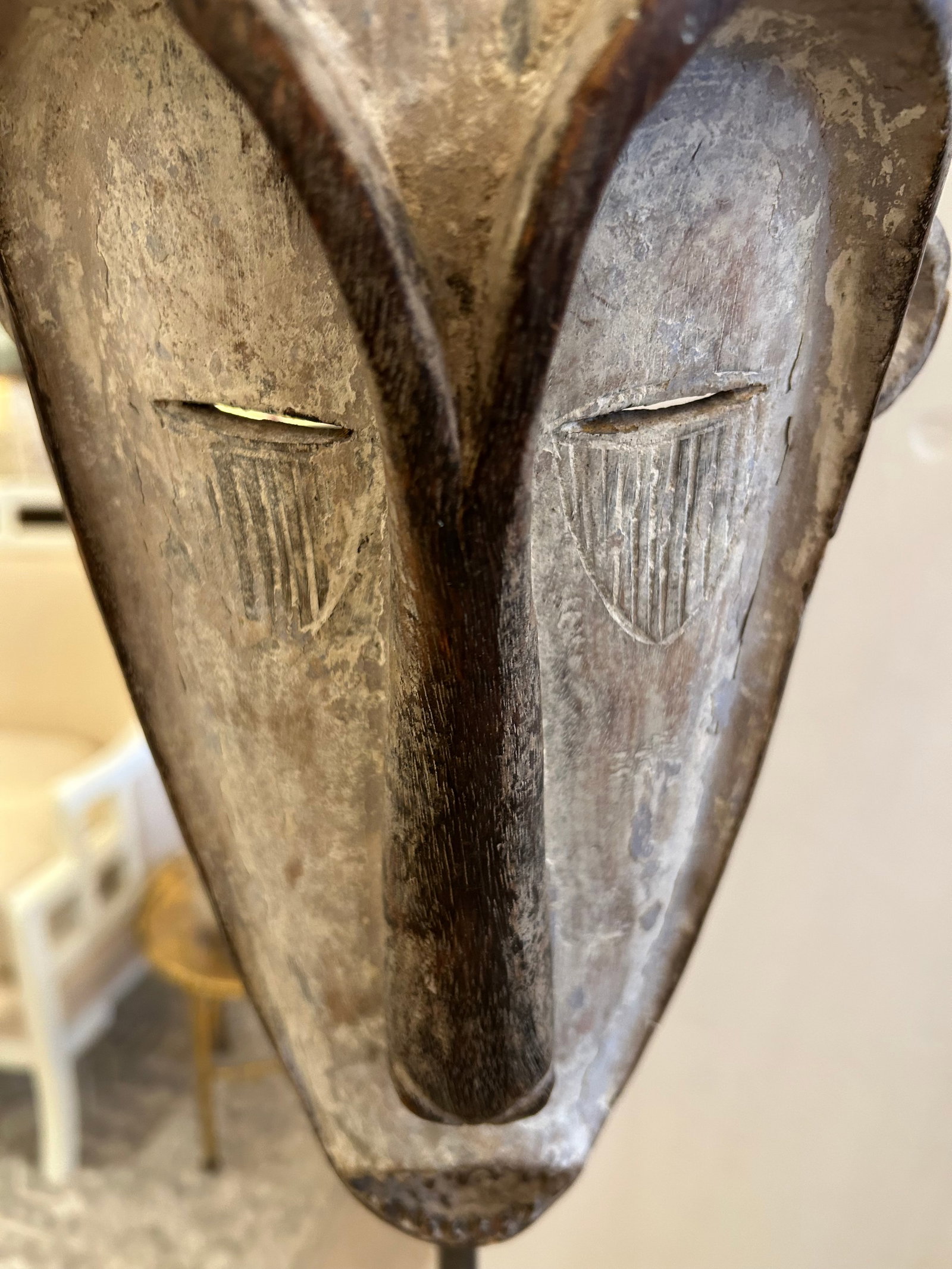 Collection of African Carved Wood Masks on Tall Custom Iron Stands - 5