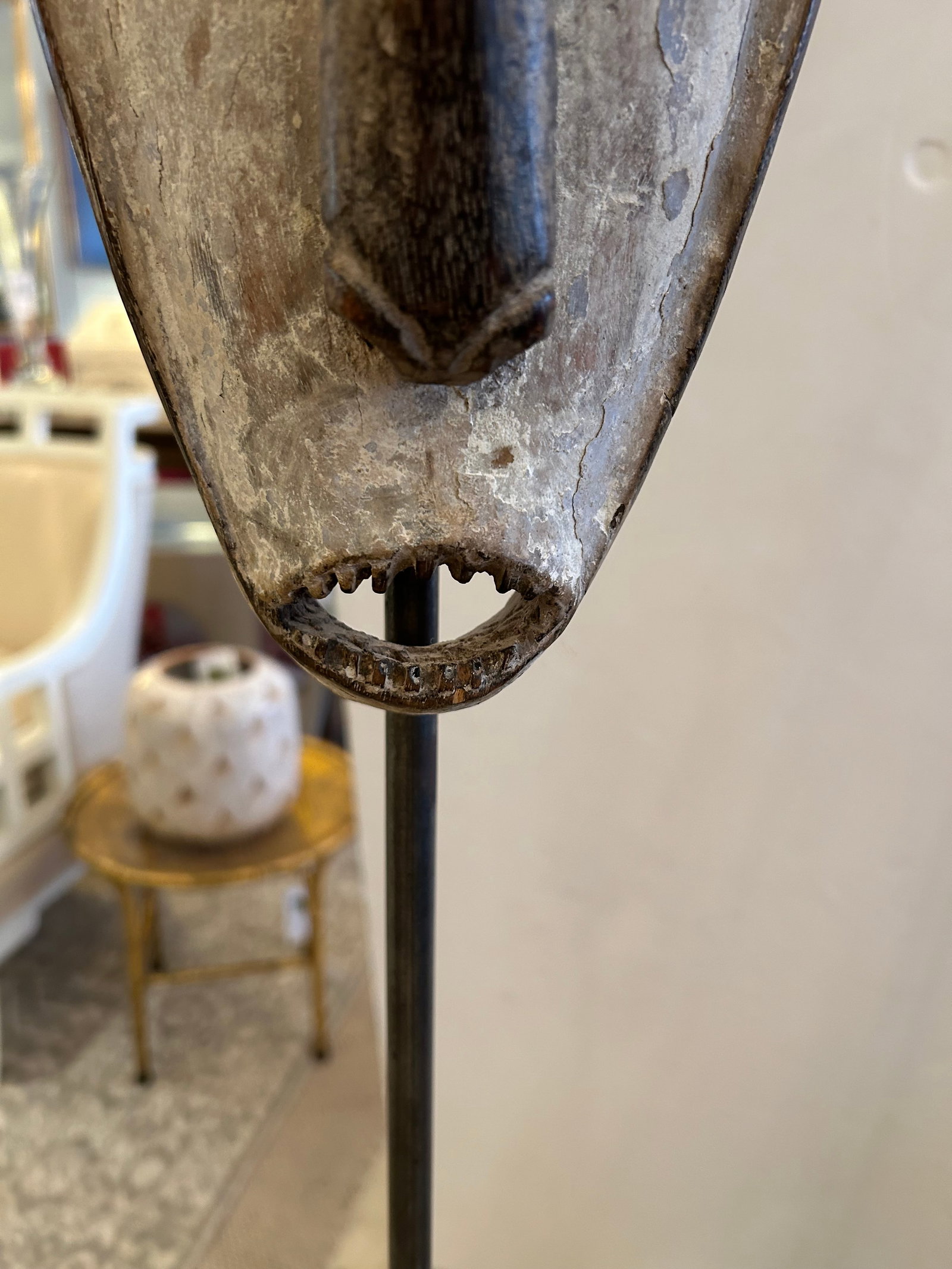 Collection of African Carved Wood Masks on Tall Custom Iron Stands - 6