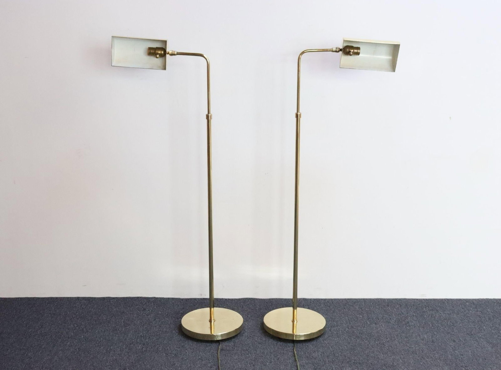Pair of Vintage Fully Adjustable Floor Lamps by Chapman in Polished Brass - 7