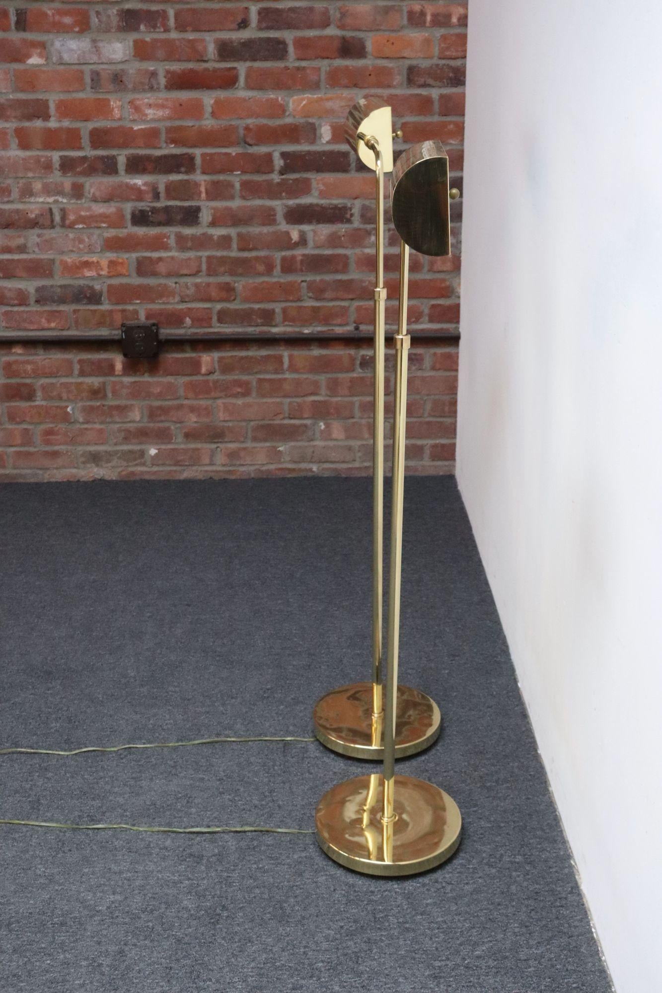 Pair of Vintage Fully Adjustable Floor Lamps by Chapman in Polished Brass - 9