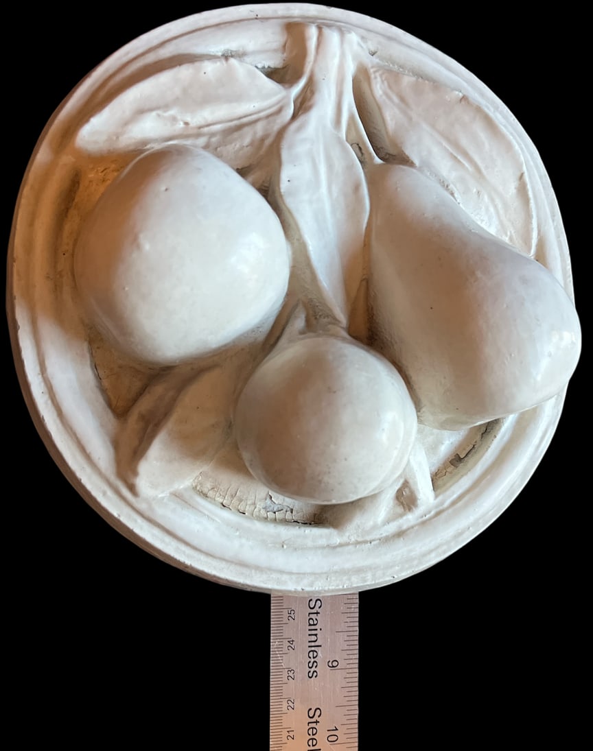 Vintage Plaster Fruit Relief Plaque Italian Neoclassical Style 8" After Bunny Williams Home - 4