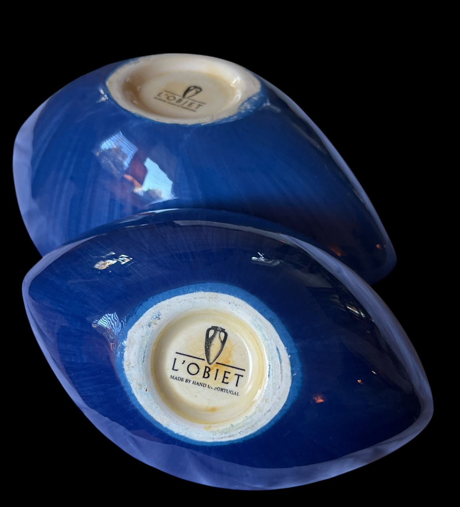 Pair of Hand-Painted L'Objet "Circe" Bowls | Blue, White & Gold | Portugal, 2005 - 5