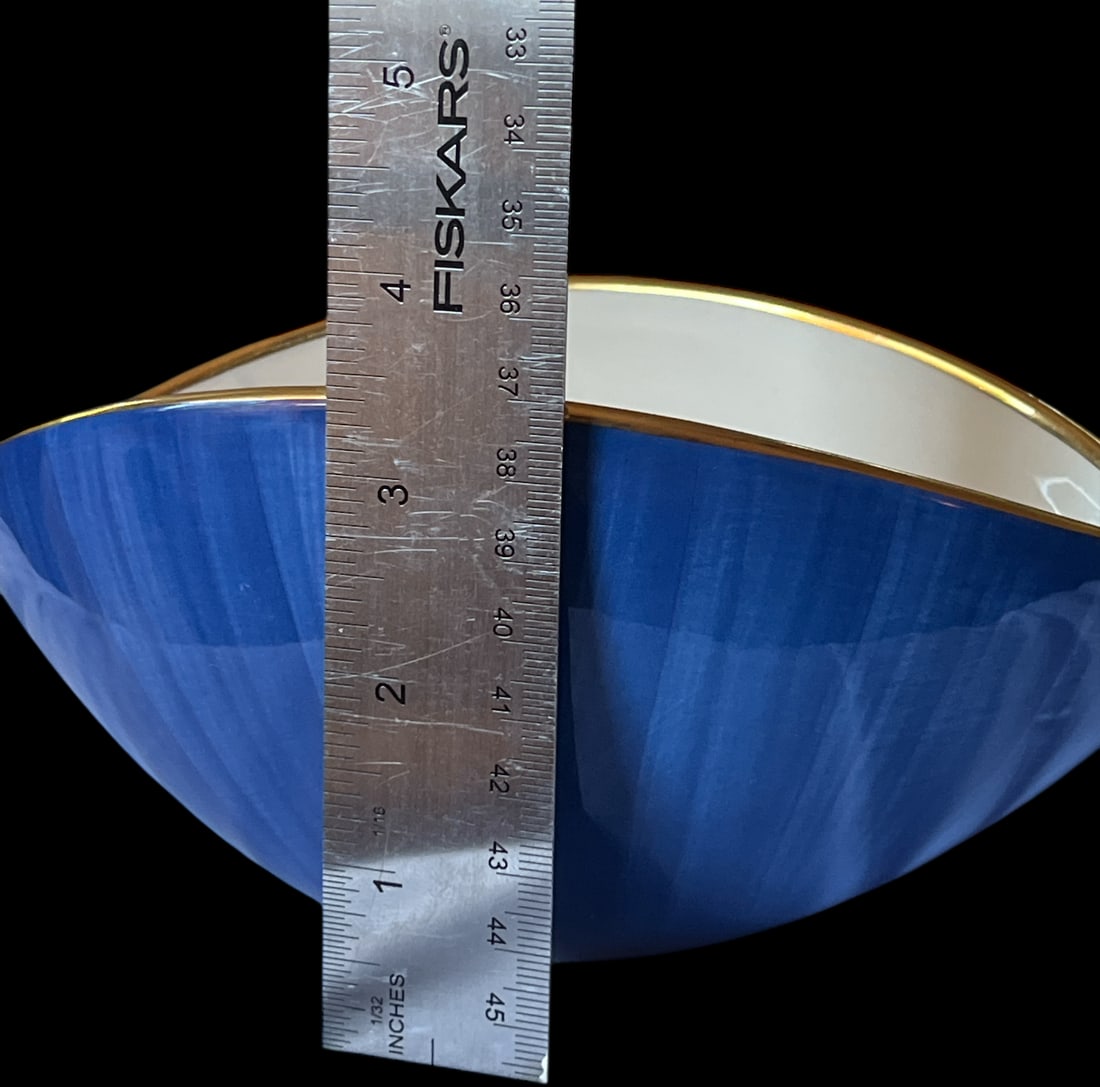 Pair of Hand-Painted L'Objet "Circe" Bowls | Blue, White & Gold | Portugal, 2005 - 7