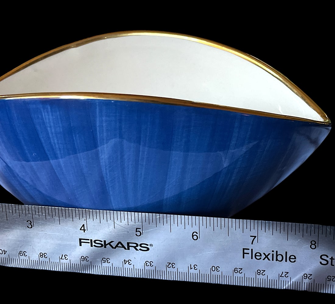 Pair of Hand-Painted L'Objet "Circe" Bowls | Blue, White & Gold | Portugal, 2005 - 8