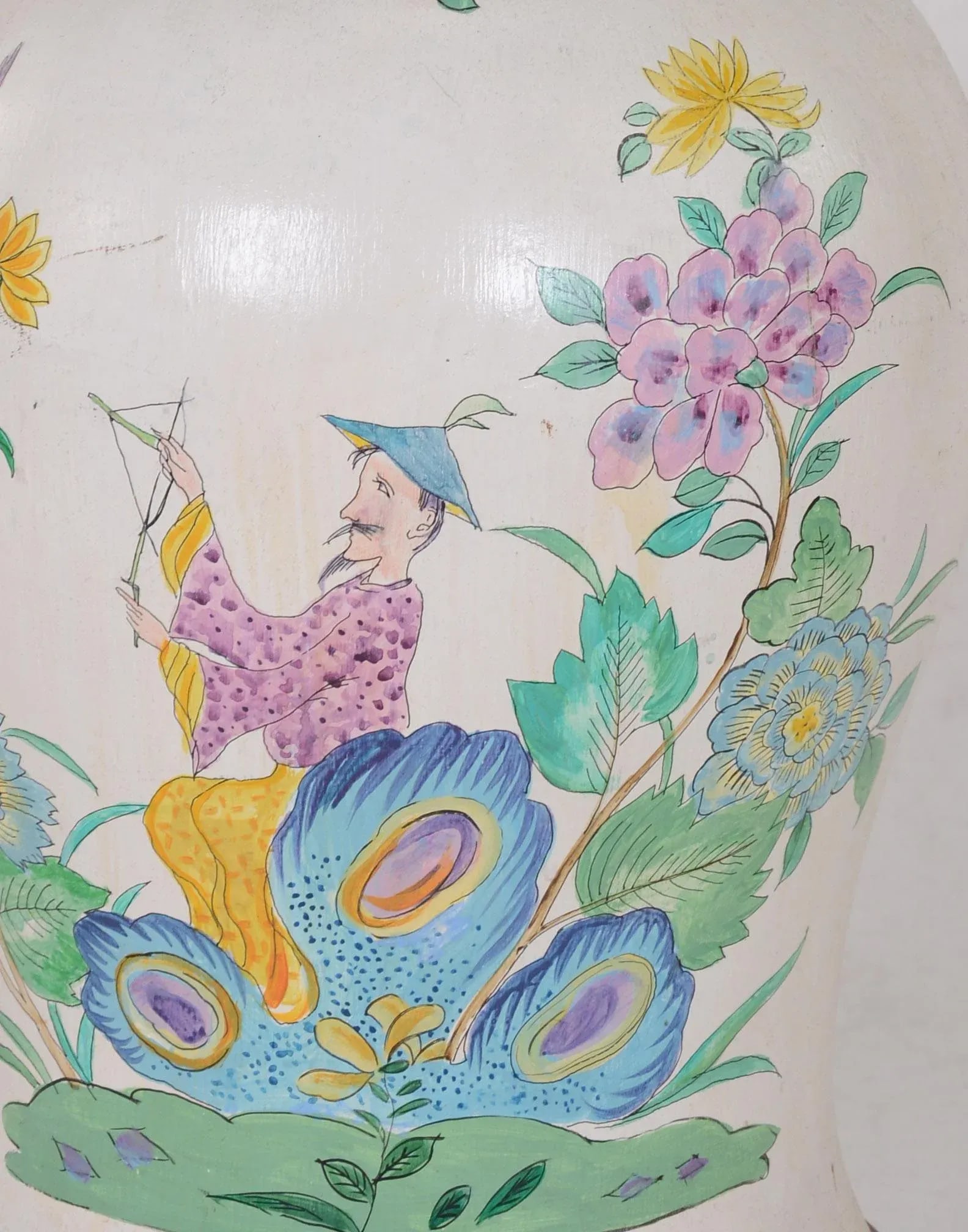Hand Painted Chinoiseries Style Jar Table Lamp - 3