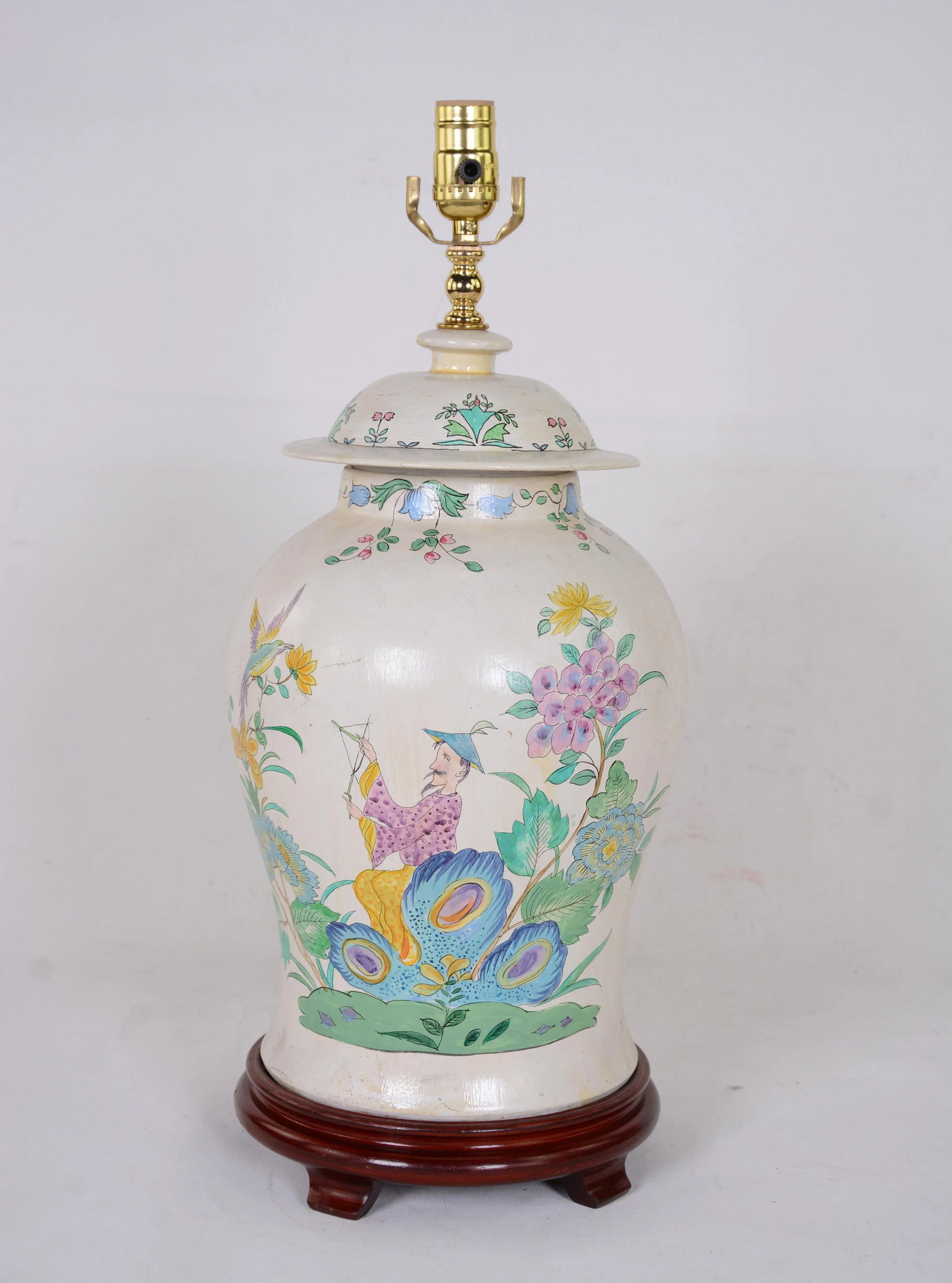 Hand Painted Chinoiseries Style Jar Table Lamp - 7