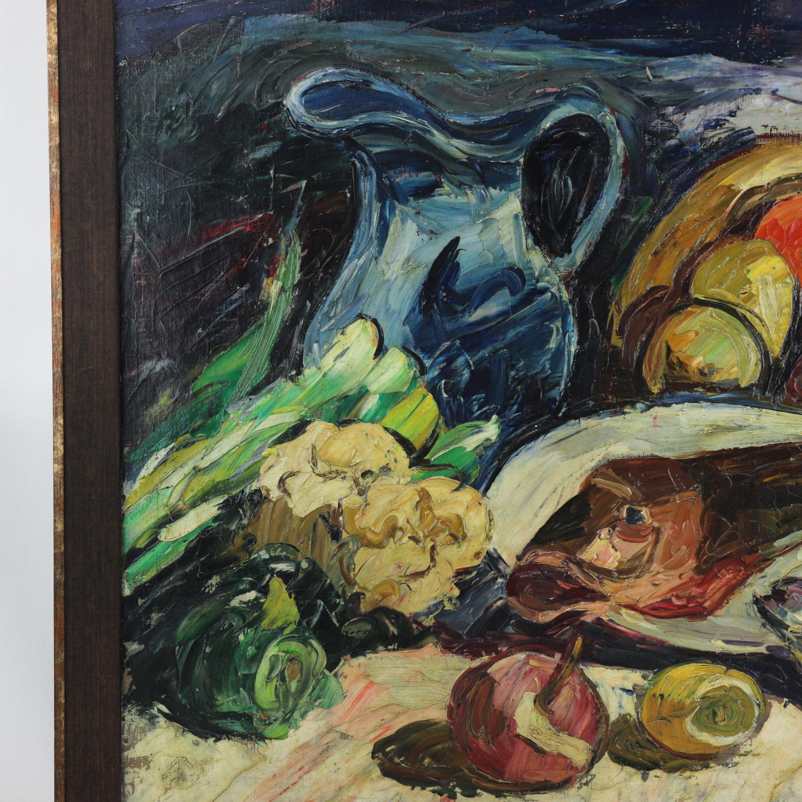 Nandor Vagh Weinmann Original Still Life Oil Painting - Fish, Fruit, and Blue Jug - 6