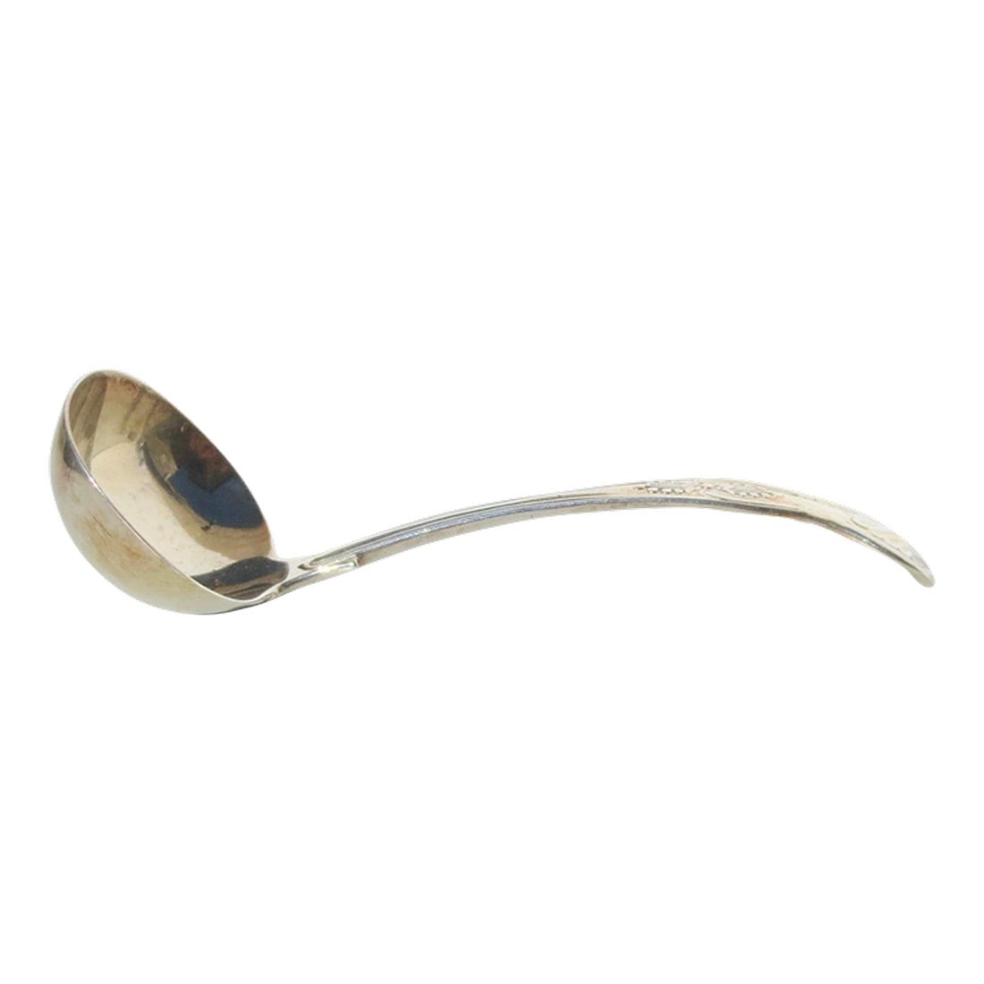 Antique Sterling Silver Ladle Dated 1903 London 3 Oz.: Sterling silver ladle, marked GJ and DF for George Jackson and David Fullerton, London 1903. The weight is 3 ounces and measures 6.25" long and 2.25" wide. neo-classical theme with palmette and
