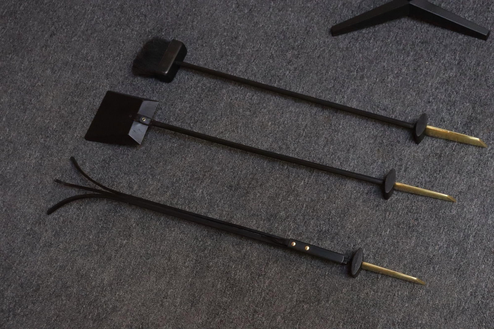 Mid-Century Modern Polished Brass and Iron Fireplace Tool Set by Donald Deskey - 10